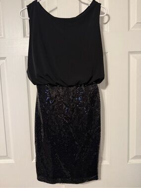 Cynthia Rowley Black Sequin Blouson Mini Dress